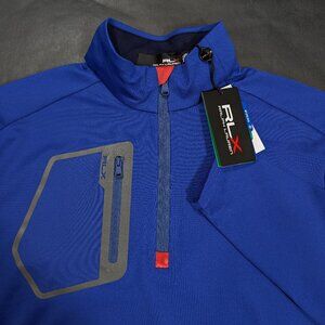 $148 RLX Ralph Lauren Luxury Performance Jersey 1/4 Zip Pullover Blue Size S